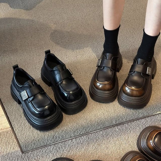 Leather Metal Adhesive Faux Accent Shoes Platform Strap