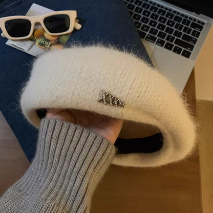 Rhinestone Accent Beret Knit