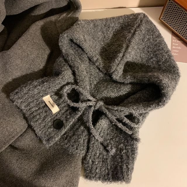 Knit Plain Buttoned Balaclava