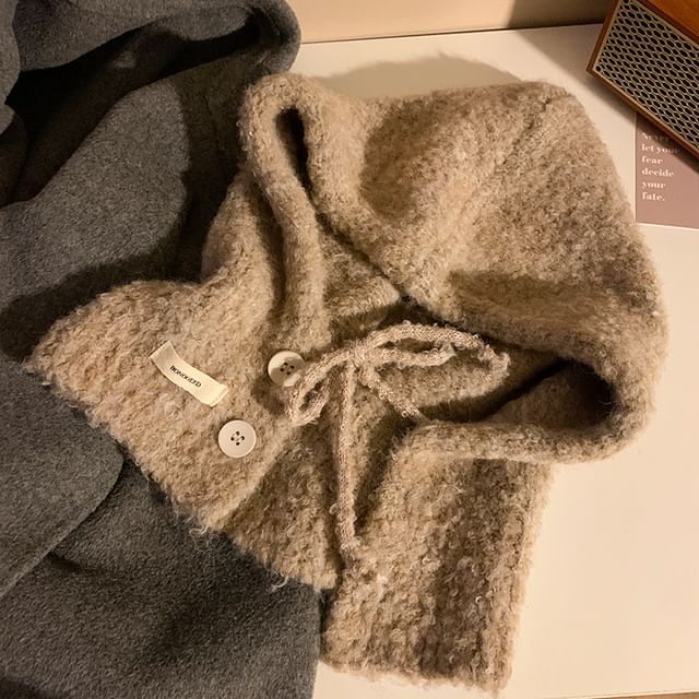 Knit Plain Buttoned Balaclava