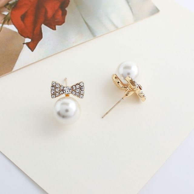 Pearl Bow Earring Faux