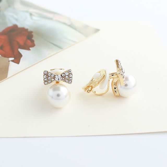 Pearl Bow Earring Faux