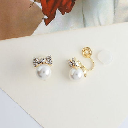 Pearl Bow Earring Faux