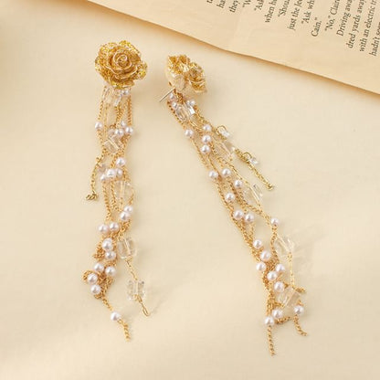 Earring Flower Pearl Faux Stud