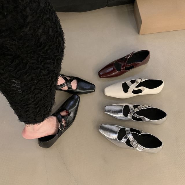 Wedge Criss Toe Hidden Mary Jane Pumps Square Cross