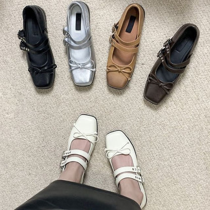 Mary Bow Shoes Square Jane Toe