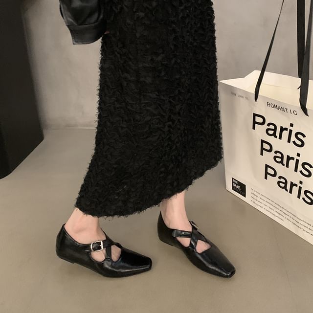 Wedge Criss Toe Hidden Mary Jane Pumps Square Cross