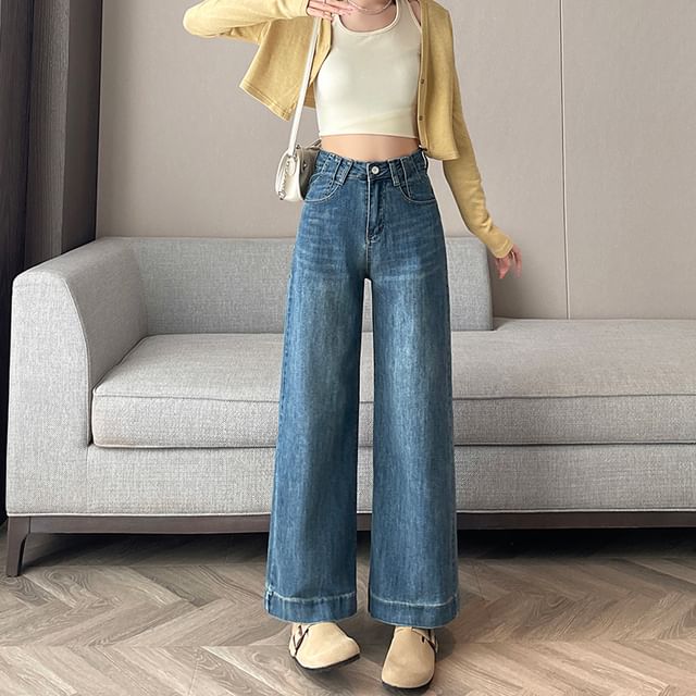 Cropped Washed Waist (Various High Jeans Wide Leg Designs)