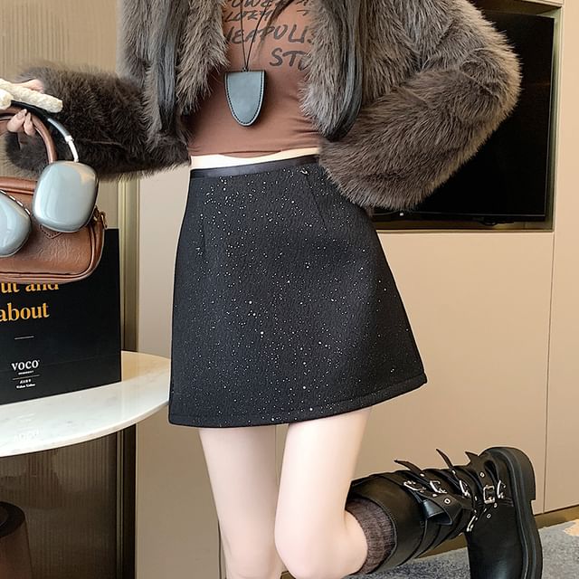 Skirt A-Line Sequin Rise High Mini