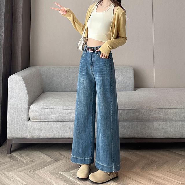 Cropped Washed Waist (Various High Jeans Wide Leg Designs)