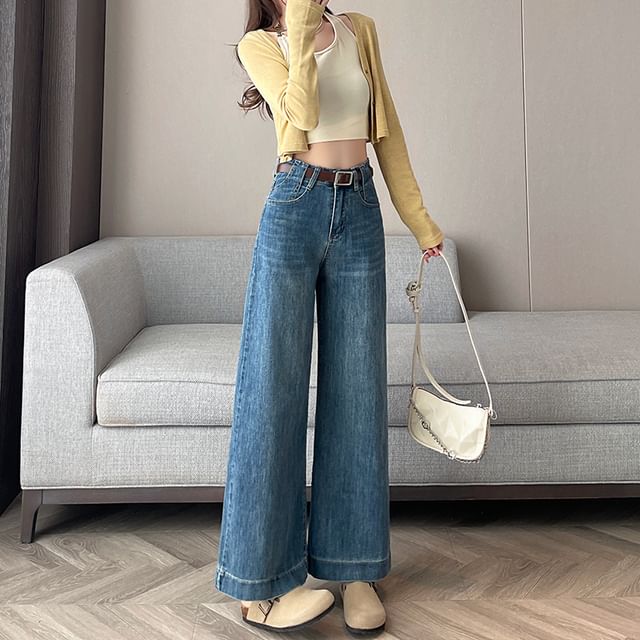 Cropped Washed Waist (Various High Jeans Wide Leg Designs)