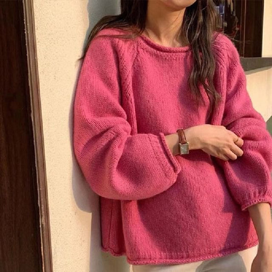 Plain Neck Crew Sweater