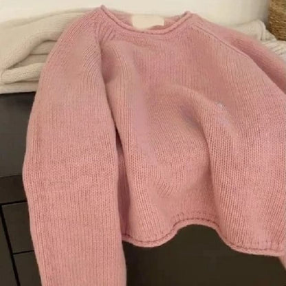 Plain Neck Crew Sweater