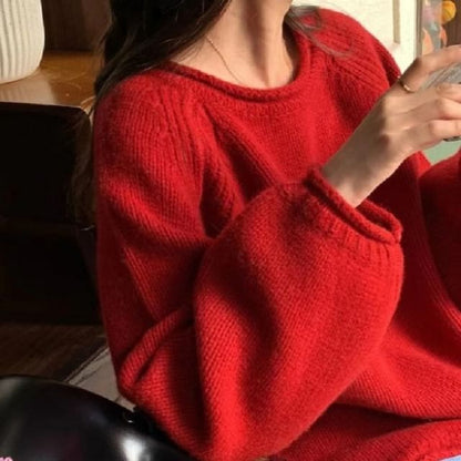 Plain Neck Crew Sweater