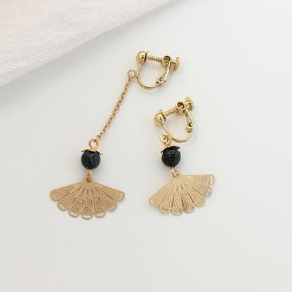 Earring Fan Asymmetrical Clip Drop / On