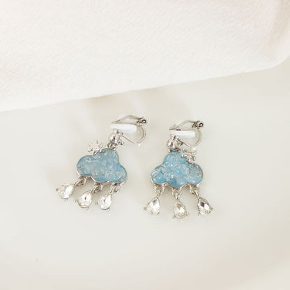 Earring Hoop On Drop Clip Rhinestone / Cloud