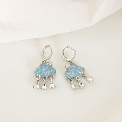 Earring Hoop On Drop Clip Rhinestone / Cloud