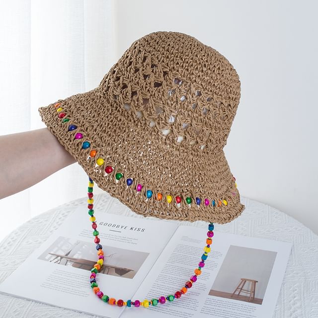 Bucket Straw Beaded Hat