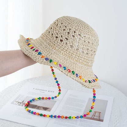 Bucket Straw Beaded Hat