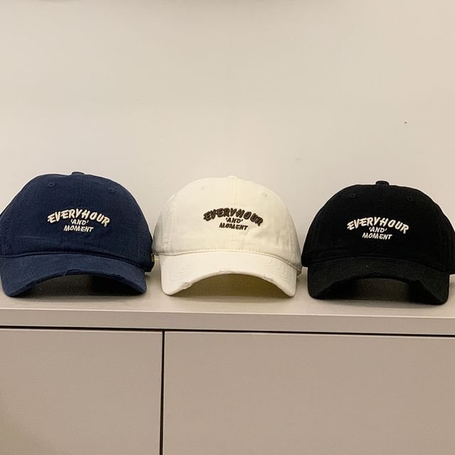 Embroidered Baseball Lettering Distressed Cap