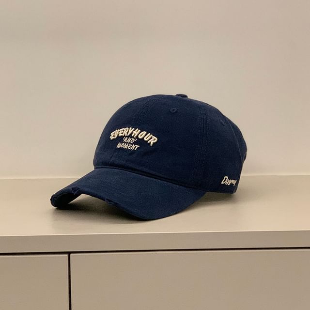 Embroidered Baseball Lettering Distressed Cap