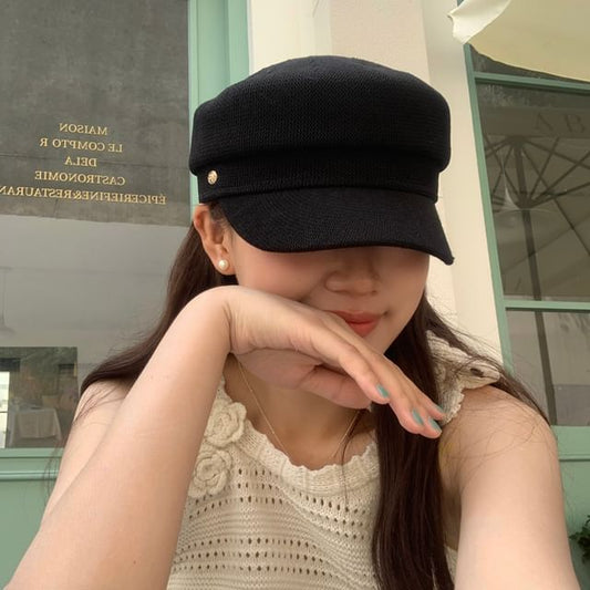 Buttoned Newsboy Cap