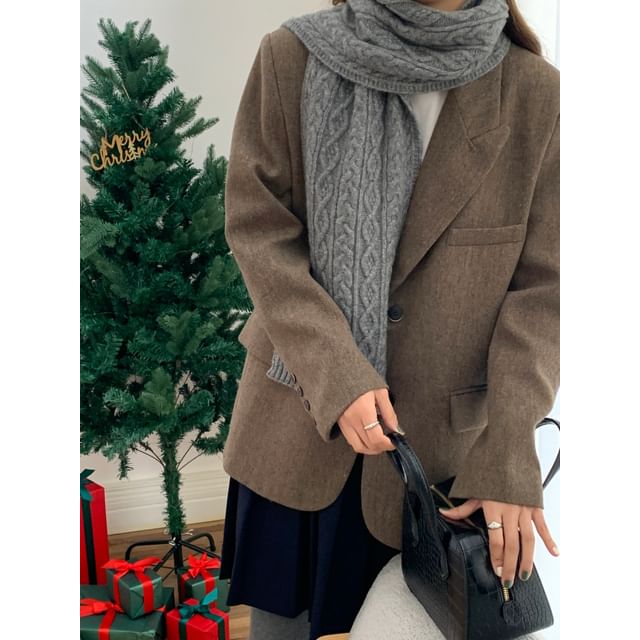 Cable-Knit Plain Scarf