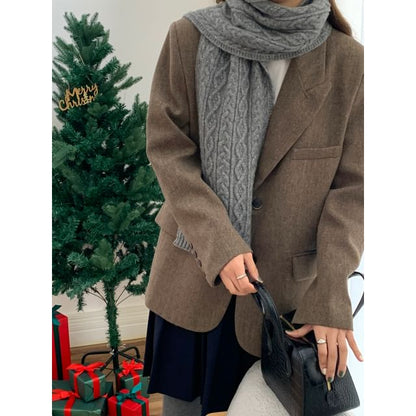 Cable-Knit Plain Scarf