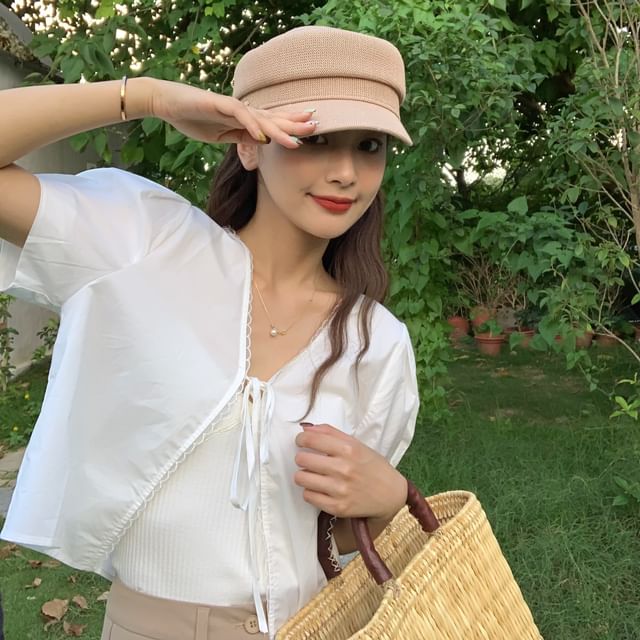 Buttoned Newsboy Cap