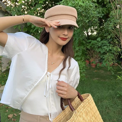 Buttoned Newsboy Cap