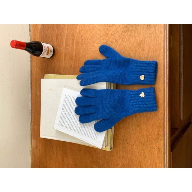 Buttoned Gloves Heart Knit