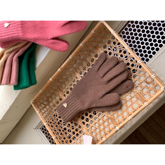 Buttoned Gloves Heart Knit