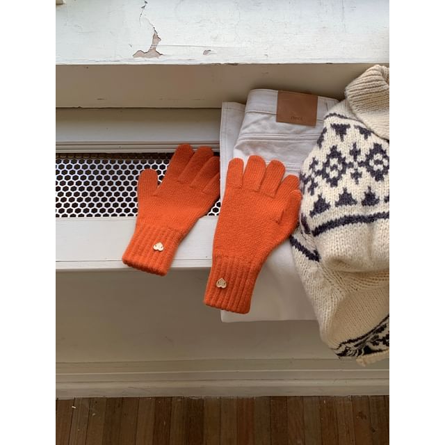 Buttoned Gloves Heart Knit