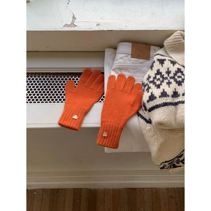 Buttoned Gloves Heart Knit