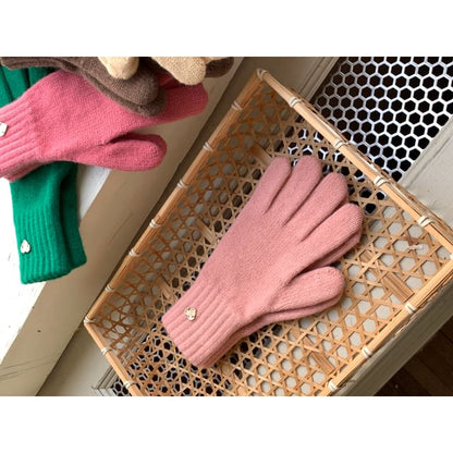 Buttoned Gloves Heart Knit