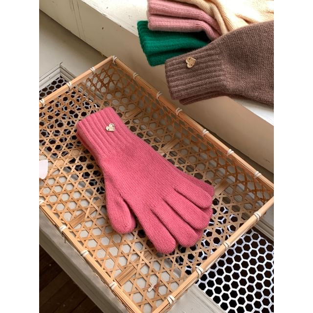 Buttoned Gloves Heart Knit