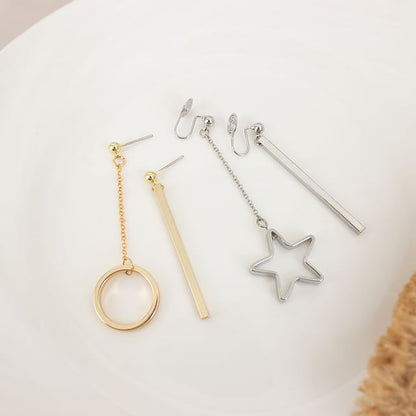 Clip Earring / Drop Asymmetrical On Star