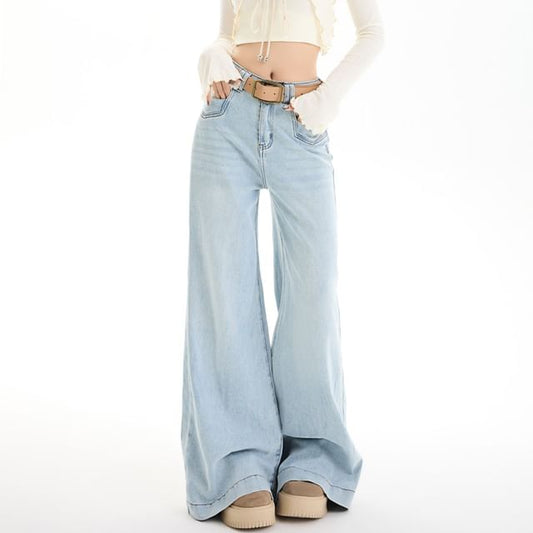 Jeans High Washed Rise Designs) Wide (Various Leg
