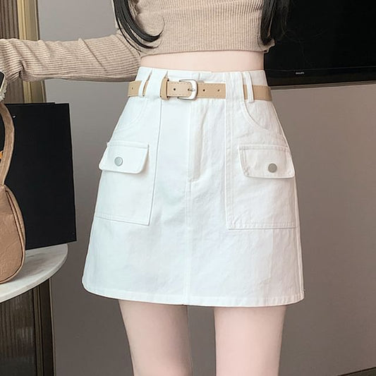 Mini High Cargo A-Line Skirt Plain Rise