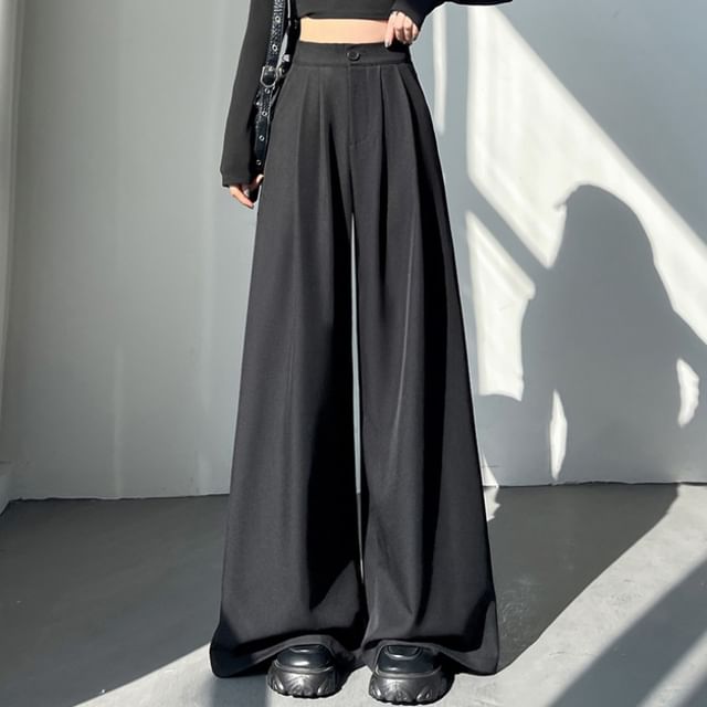High Rise (Various Wide Plain Leg Designs) Slacks