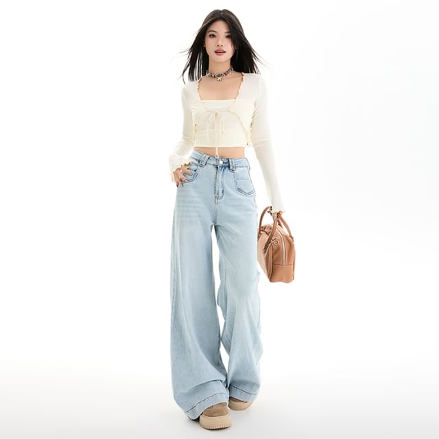 Jeans High Washed Rise Designs) Wide (Various Leg