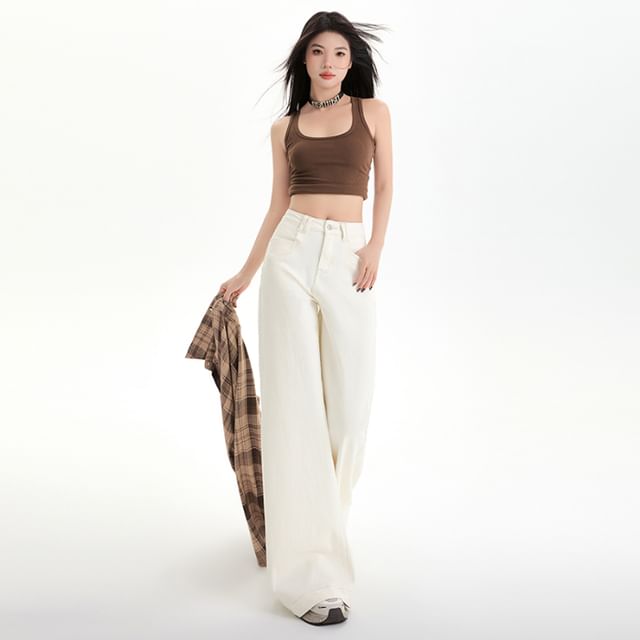 Jeans High Washed Rise Designs) Wide (Various Leg