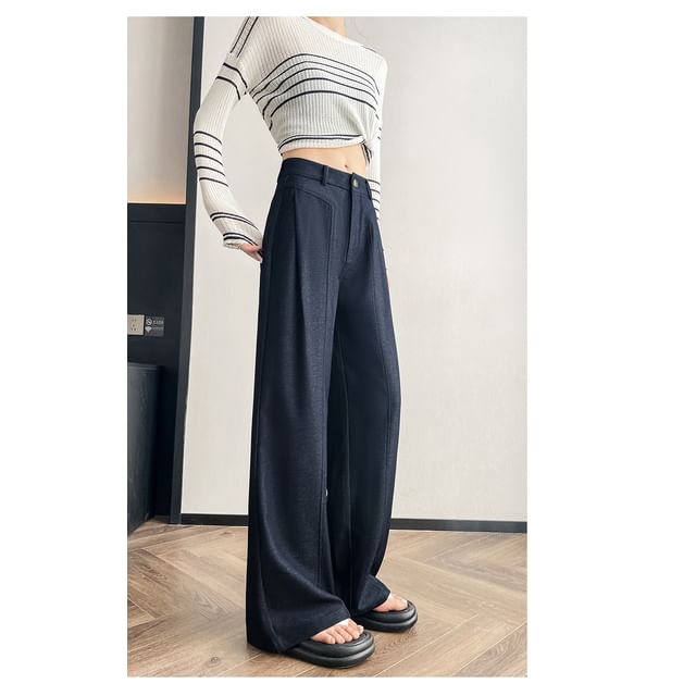 Wide Dress Plain Waist High Leg Pants