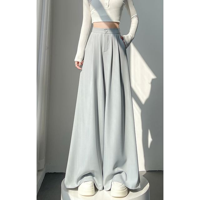 High Rise (Various Wide Plain Leg Designs) Slacks