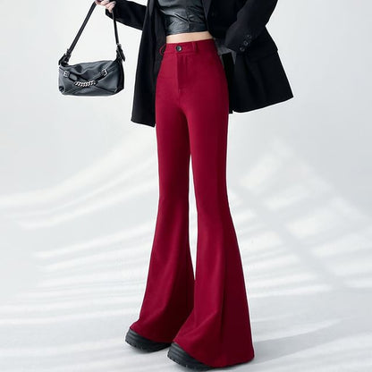 Designs) Flared Waist High Pants Plain (Various Dress