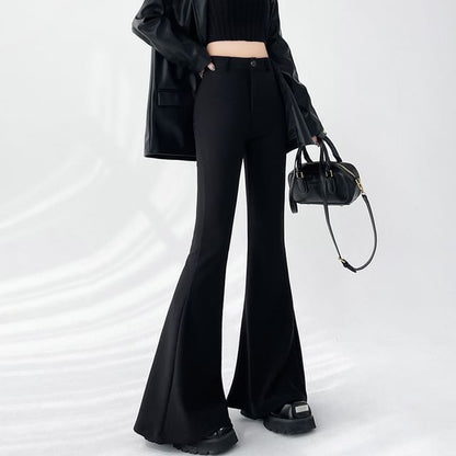Designs) Flared Waist High Pants Plain (Various Dress
