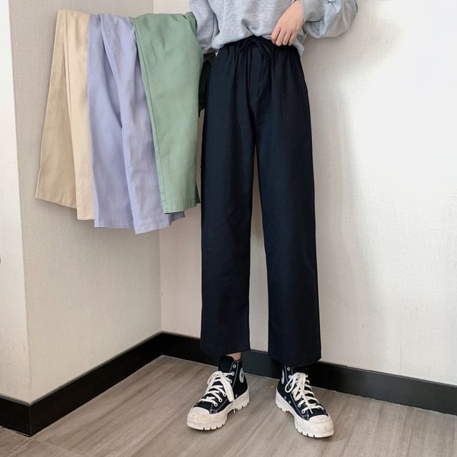 High Rise Pants Cargo Plain Wide Leg
