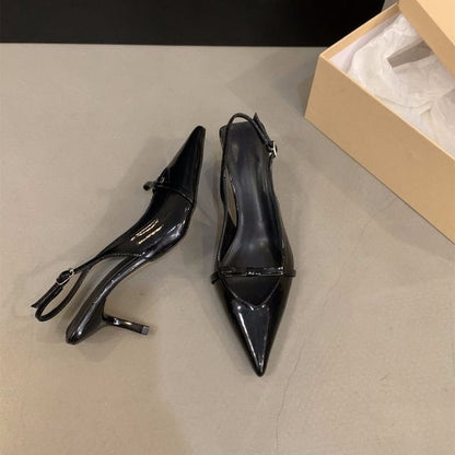 Heel Sandals Bow Pointy Slingback High