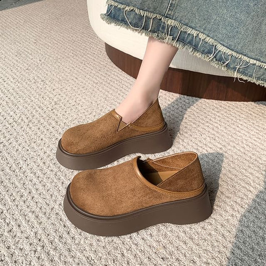 Suede Slip Ons Platform Faux