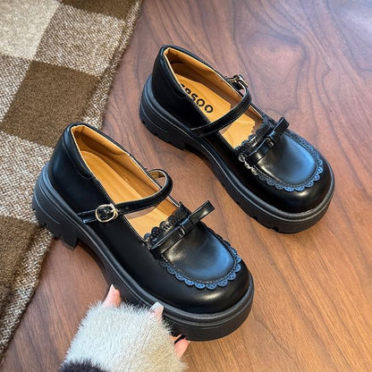 Mary Platform Bow Jane Shoes